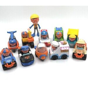 Lot of 8 BLIPPI 3" Vehicles Helicopter, Fire, Police, Garbage, Excavator